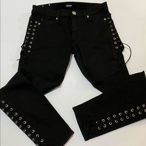 Hudson Suki Super Skinny Mid Rise Lace-up Jeans